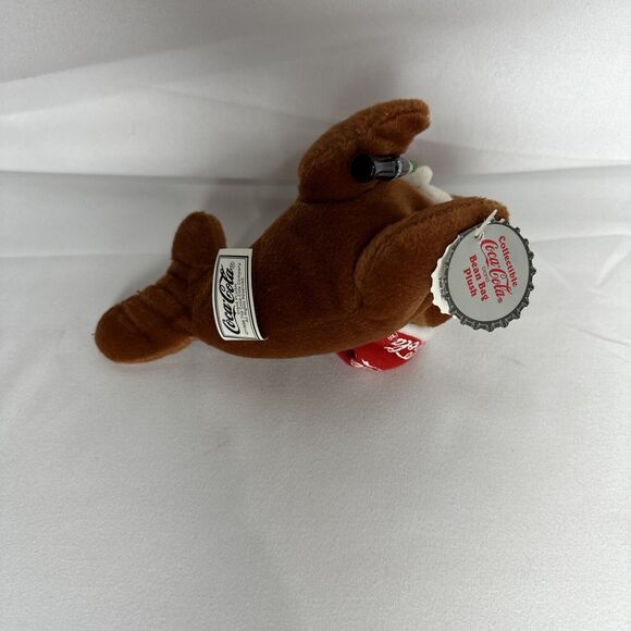 Coca Cola 1998 Walrus Beanie Babie with Soda In Hand Vintage Christmas With Tags - Picture 6 of 8